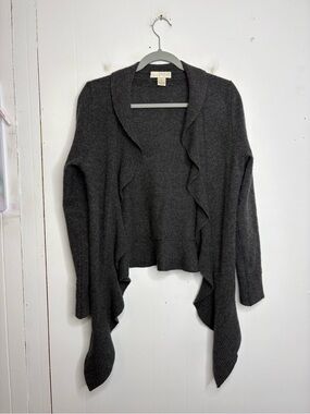 Kenar Sweater Womens Medium 2 Ply Cashmere Ruffle Asymmetrical Cardigan Soft